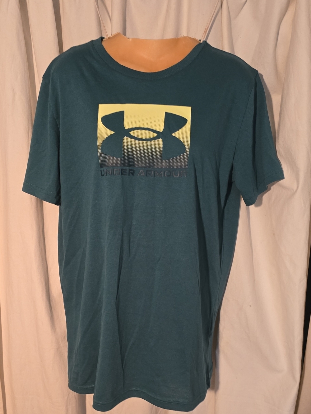Under Armour Teal Short Sleeve Tee with Yellow Logo Square